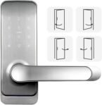 Cerradura de puerta inteligente EURA ELH-51H4 con cerradura de código de manija Lector de proximidad de 13,56 MHz IP65 Espaciado universal entre cerrojos Plata