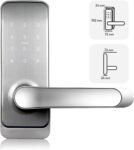 Cerradura de puerta inteligente EURA ELH-51H4 con cerradura de código de manija Lector de proximidad de 13,56 MHz IP65 Espaciado universal entre cerrojos Plata