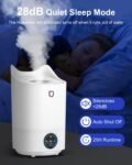 Humidificador silencioso para bebés, humidificador aromático de 4 litros con 4 modos de niebla hasta 48 horas, 28 dB y sin BPA para dormitorio, oficina, viajes