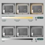 Meerveil Espejo de Baño con Luz, Espejo de Pared LED con 3 Aumentos Antivaho Control Táctil Inductivo Brillo Regulable, Elegante, 80 x 60 cm