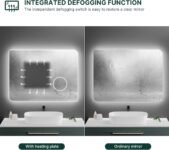 Meerveil Espejo de Baño con Luz, Espejo de Pared LED con 3 Aumentos Antivaho Control Táctil Inductivo Brillo Regulable, Elegante, 80 x 60 cm