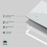 Meerveil Espejo de Baño con Luz, Espejo de Pared LED con 3 Aumentos Antivaho Control Táctil Inductivo Brillo Regulable, Elegante, 80 x 60 cm