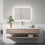 Meerveil Espejo de Baño con Luz, Espejo de Pared LED con 3 Aumentos Antivaho Control Táctil Inductivo Brillo Regulable, Elegante, 80 x 60 cm