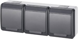 ELEKTRO-PLAST HERMES Aufputz 3 tomas Base de enchufe triple IP44 Resistente al agua Exterior Gris Antracita