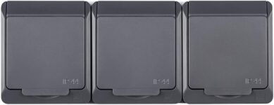 ELEKTRO-PLAST HERMES Aufputz 3 tomas Base de enchufe triple IP44 Resistente al agua Exterior Gris Antracita