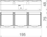 ELEKTRO-PLAST HERMES Aufputz 3 tomas Base de enchufe triple IP44 Resistente al agua Exterior Gris Antracita