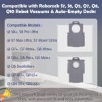 12 Bolsas de Polvo para Roborock S8+/S8 Pro Ultra/S7 MaxV Ultra/Q7 Max+/Q8 Max+/Q5 Pro+/Q5 Max+/Q10 X5+/S5+, Q7 M5+/L5+ Robot Aspirador, Bolsas de Repuesto 3.6L