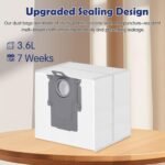 12 Bolsas de Polvo para Roborock S8+/S8 Pro Ultra/S7 MaxV Ultra/Q7 Max+/Q8 Max+/Q5 Pro+/Q5 Max+/Q10 X5+/S5+, Q7 M5+/L5+ Robot Aspirador, Bolsas de Repuesto 3.6L