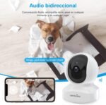 wansview Cámara de Vigilancia WiFi Interior – Cámaras 2K Vigilancia del Hogar WiFi 360° para Perros, Seguimiento de Movimiento, Detección Humana, Grabación Continua, Audio Bidireccional