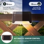 GIGALUMI Luces solares para exteriores, paquete de 16, luces de escalera, iluminación LED impermeable para escaleras exteriores, escalones, vallas, patios, terrazas, marrón, blanco cálido