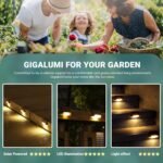 GIGALUMI Luces solares para exteriores, paquete de 16, luces de escalera, iluminación LED impermeable para escaleras exteriores, escalones, vallas, patios, terrazas, marrón, blanco cálido
