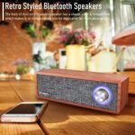 Smalody Altavoz Bluetooth, Altavoces Retro Clásicos de Madera Inalámbricos Portátiles de 10W para Decoración de Habitaciones, Cafetería, Restaurante, Dormitorio, etc.