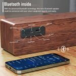 Smalody Altavoz Bluetooth, Altavoces Retro Clásicos de Madera Inalámbricos Portátiles de 10W para Decoración de Habitaciones, Cafetería, Restaurante, Dormitorio, etc.