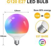 ANTELA Bombilla Inteligente Alexa E27, Bombilla Led Wifi 15W 1521 Lm, Compatible con Alexa/Google Home, Luz RGB Fría y Cálida 2700K-6500K, Wifi 2.4G Hz, 1PC