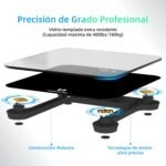 Báscula de Baño, Báscula Digital con Pantalla LED, Báscula de Peso Corporal de Alta Precisión, Máximo 180 kg, Tecnología Step-on, Negra