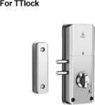 Compatible con la cerradura de puerta inteligente TTlock con diseño invisible, múltiples métodos de desbloqueo y seguridad mejorada para sus puertas de madera (Plata)