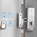 Compatible con la cerradura de puerta inteligente TTlock con diseño invisible, múltiples métodos de desbloqueo y seguridad mejorada para sus puertas de madera (Plata)