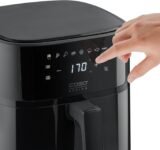 CASO Design AirFry 6.0 Freidora de aire sin aceite con doble compartimento de 6 L, 8 programas, recordatorio de batido, temperatura y tiempo regulables, pantalla LED, lavavajillas, 1700 W
