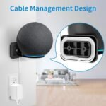 PlusAcc EC Soporte de pared de 4.ª generación: soporte silencioso, gestión de cables integrada, accesorio para Google Nest Mini, dormitorio, salón y cocina (negro)