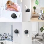 PlusAcc EC Soporte de pared de 4.ª generación: soporte silencioso, gestión de cables integrada, accesorio para Google Nest Mini, dormitorio, salón y cocina (negro)