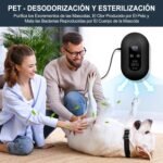Purificador de aire Esterilizador de ozono desodorizante para el hogar, Mini esterilizador generador de ozono, Desodorizador ionizador de aire para mascotas, Auto, Baños Negro