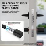 Cerradura con Huella Dactilar, Cilindro Biotech, IP65, con Dos Tarjetas, Dos Juegos de Llaves, con Bluetooth, Apto para Puertas de 35-60 mm Smart Lock Exterior Puerta Electrónica (Negro)