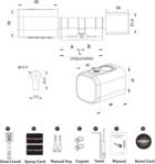 Cerradura con Huella Dactilar, Cilindro Biotech, IP65, con Dos Tarjetas, Dos Juegos de Llaves, con Bluetooth, Apto para Puertas de 35-60 mm Smart Lock Exterior Puerta Electrónica (Negro)