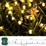 Joomer 4 luces navideñas para exteriores con pilas, 5 m, 50 luces LED de Navidad, 8 modos, decoración navideña LED para exteriores, para festivales, bodas, jardines, terrazas, blanco cálido