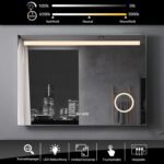 Espejo de baño LED 80 x 60 cm con iluminación Espejo de baño rectangular con luz antiniebla, espejo de pared táctil, blanco cálido/blanco frío, enchufe, reloj