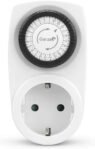 Garza – Temporizador analógico interior, juego de 2, enchufe programable, temporizador diario (24h), máx 3680W, 16a/230V/50Hz, blanco