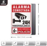 Pegatinas de Alarma de Seguridad – Señal de Videovigilancia – Carteles Videovigilancia Material Vinilo Autoadhesivo 20 x 30 cm – 5 Unidades