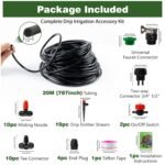 Sistema de riego de 20 m, kit de riego automático para jardín, kit de riego por goteo para plantas en macetas, balcón, flores, terraza, plantas, invernadero, paisaje