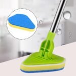 Fregadora de baño, fregadora para limpieza, limpiador de azulejos extensible 2 en 1 con cabezal ajustable, esponja de cepillo limpio extraíble para zócalos, baño, bañera o pared del piso