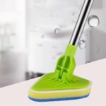 Fregadora de baño, fregadora para limpieza, limpiador de azulejos extensible 2 en 1 con cabezal ajustable, esponja de cepillo limpio extraíble para zócalos, baño, bañera o pared del piso