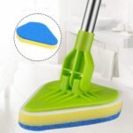 Fregadora de baño, fregadora para limpieza, limpiador de azulejos extensible 2 en 1 con cabezal ajustable, esponja de cepillo limpio extraíble para zócalos, baño, bañera o pared del piso