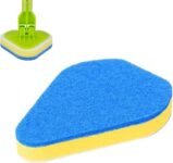 Fregadora de baño, fregadora para limpieza, limpiador de azulejos extensible 2 en 1 con cabezal ajustable, esponja de cepillo limpio extraíble para zócalos, baño, bañera o pared del piso