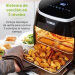 Tower T17076 Xpress Pro Freidora de aire combinada 10 en 1: Freidora de aire digital con circulación de aire rápida y temporizador de 60 minutos: 11 L, 2000 W, freidora sin aceite, negra