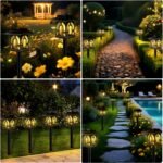 8 Piezas Luces Solares LED Jardín Exterior, Luces de Camino Solar Exterior, IP65 Impermeable, Iluminación Decorativa para Jardín, Paisajes, Caminos, Patios, Pasillos, Césped (Blanco Cálido)