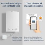Termostato wifi con batería, apto para calderas de gas de 2 hilos. Termostato programable diario, controlable vía Tuya o Smart Life. Es compatible con el Asistente de Google y Alexa.