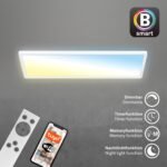 BRILONER – Smart Home LED Lámpara de Techo Plana, Control por Voz App, Regulable, CCT, Lámpara LED, Lámpara de Techo LED, Lámpara de Salón, Panel LED, Cocina, Dormitorio, 58 x 20 x 3 cm, Blanco