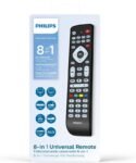 Philips SRP2018/10 – Mando a Distancia Universal TV, Controlador 8 en 1, Botón Inteligente, Códigos IR hasta 8000 Códigos, Configuración Sencilla, Negro