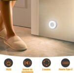 14 LED, paquete de 3 sensores de movimiento para interiores, luz nocturna recargable por USB, 3 modos, adsorción magnética, para dormitorio, armarios, pasillo, escaleras, blanco