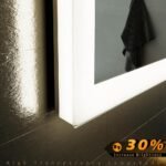 GANPE Espejo de baño LED Sensor de movimiento Bluetooth iluminado regulable montado en la pared Espejo de maquillaje antivaho IP44 impermeable vertical y horizontal (70_x_50_cm)