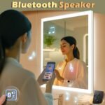 GANPE Espejo de baño LED Sensor de movimiento Bluetooth iluminado regulable montado en la pared Espejo de maquillaje antivaho IP44 impermeable vertical y horizontal (70_x_50_cm)