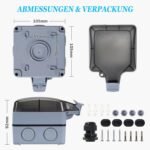 Enchufe externo impermeable IP66, toma de corriente de superficie de 16A con cubierta para instalación en pared de garaje, terraza y jardín