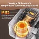 AMZCHEF Cafetera Espresso 20 Bar con Espumador de Leche Cafetera Espresso Pequeña Profesional para Capuchino, Latte y Macchiato, Tanque de Agua de 1,5 L, 1350 W, Blanca