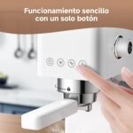 AMZCHEF Cafetera Espresso 20 Bar con Espumador de Leche Cafetera Espresso Pequeña Profesional para Capuchino, Latte y Macchiato, Tanque de Agua de 1,5 L, 1350 W, Blanca