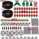 HUAZIZ Sistema de Riego por Goteo, 2 Piezas Kit de Riego Automático de 15 m con Boquillas Ajustables, Riego de Plantas por Goteo para Macetas, Jardín, Césped, Invernadero, Parterre