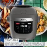 Moulinex Multicook & Fry MZ730BF0 Robot de cocina con freidora de aire incorporada, 12 programas, 2 niveles de cocción, función de programación, capacidad 6L, gris hipopótamo