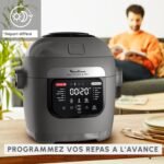 Moulinex Multicook & Fry MZ730BF0 Robot de cocina con freidora de aire incorporada, 12 programas, 2 niveles de cocción, función de programación, capacidad 6L, gris hipopótamo